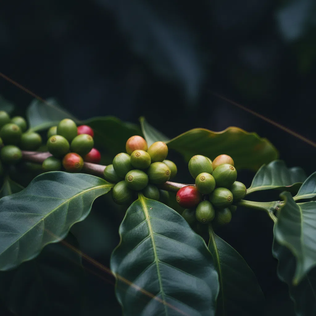Green coffee berries on a branch - green coffee extract food supplement